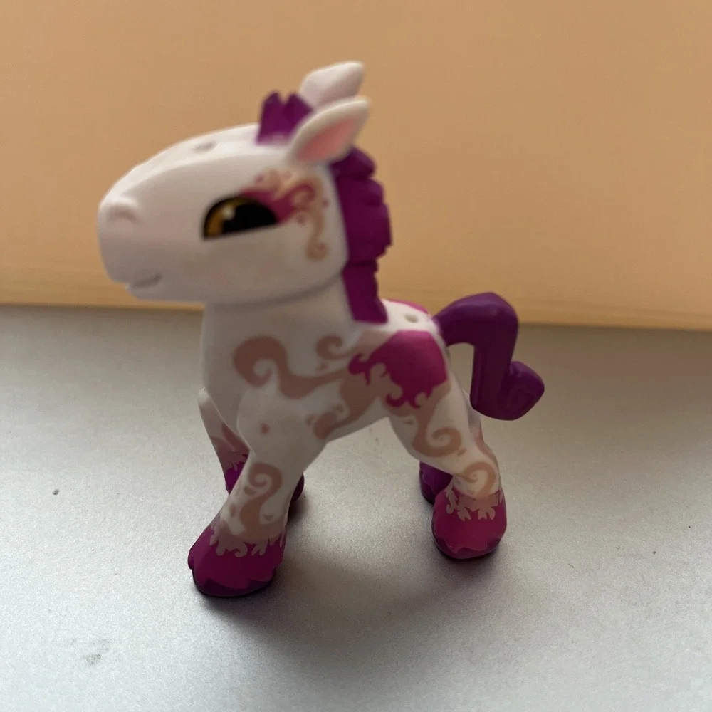 Littlest Pet Shop LPS White and Pink Horse Figure with Swirl Design, Age 3-7